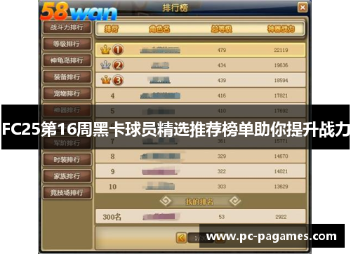 FC25第16周黑卡球员精选推荐榜单助你提升战力